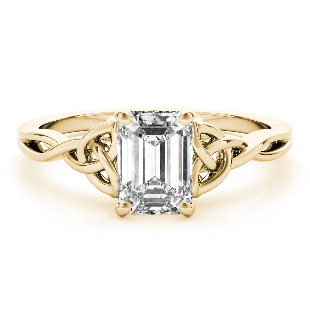 Celtic Love Knot Emerald Diamond Solitaire Engagement Ring-VIRABYANI